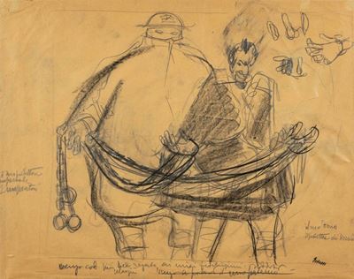 Studio per figure, grafite e carboncino su carta paglia
