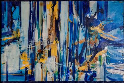 Equation in the sea of the Gods - olio e smalto su carta applicata su tela