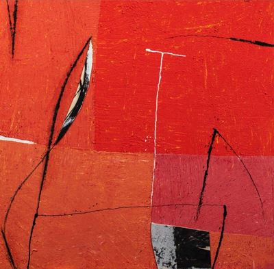 Equilibrio di grovigli - tecnica mista e collage su legno