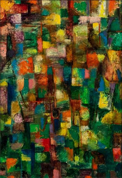 Sinfonia in verde, olio su tela applicata su cartone, 1954