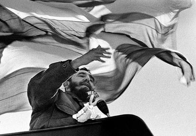 Fidel Castro + Cuba Flag, 1972 Stampa su