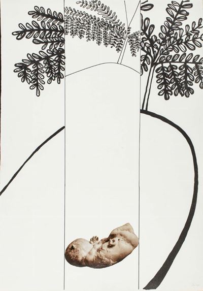 Bambino - serigrafia, inchiostro e collage, 1976