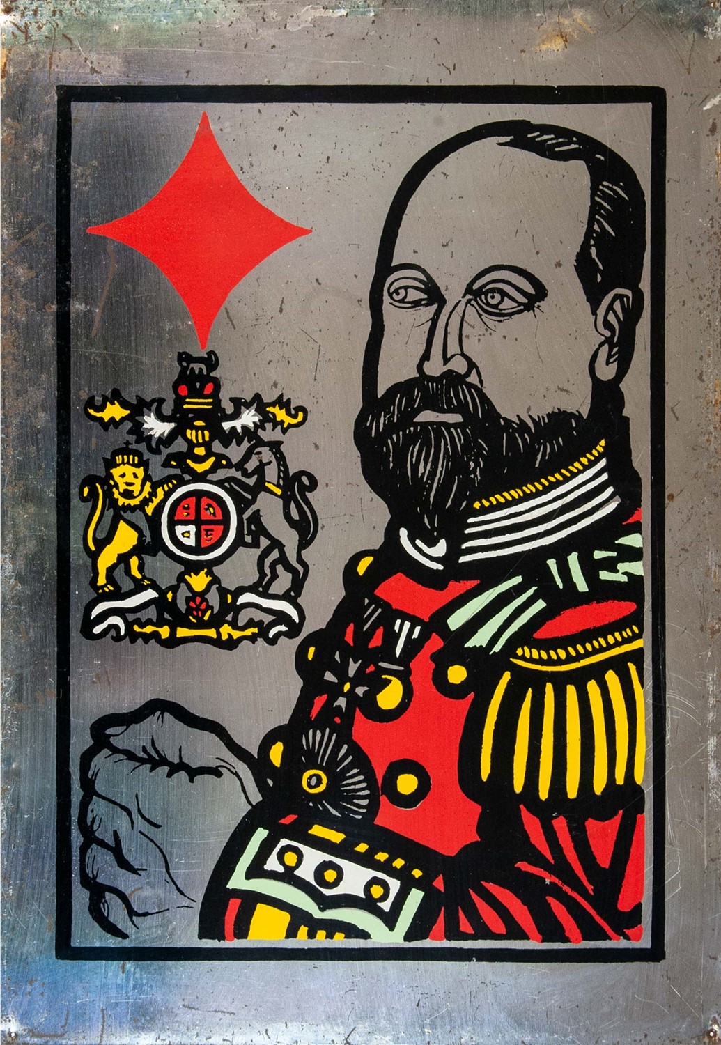 Emanuele Luzzati - Carte da gioco - 11 carte stampate in serigrafia su metallo argentato