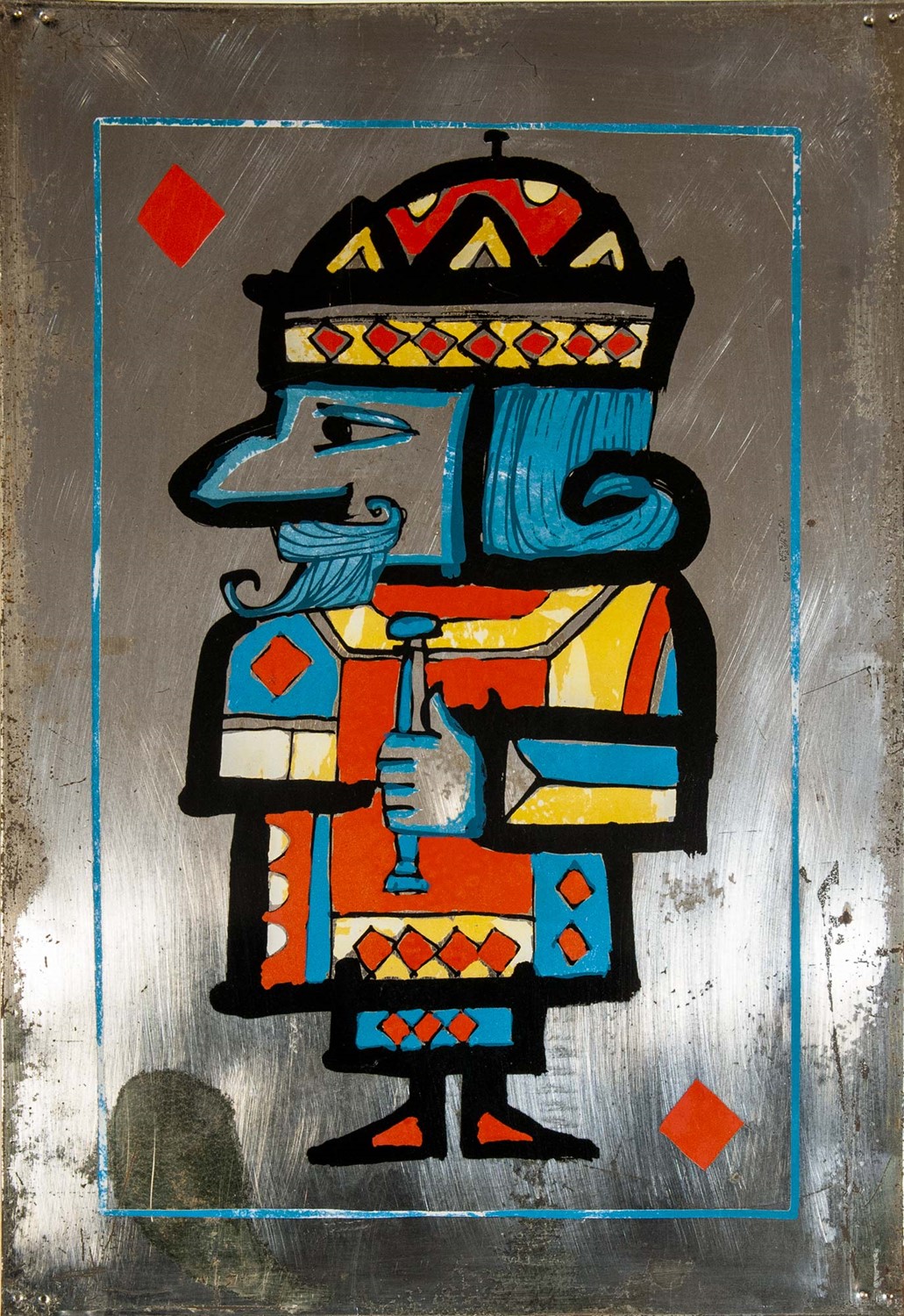 Emanuele Luzzati - Carte da gioco - 11 carte stampate in serigrafia su metallo argentato