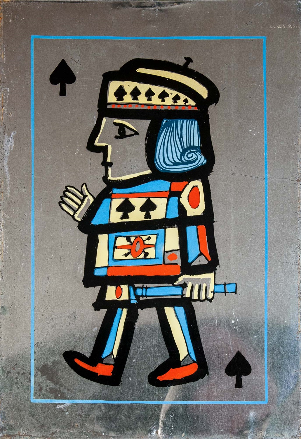 Emanuele Luzzati - Carte da gioco - 11 carte stampate in serigrafia su metallo argentato