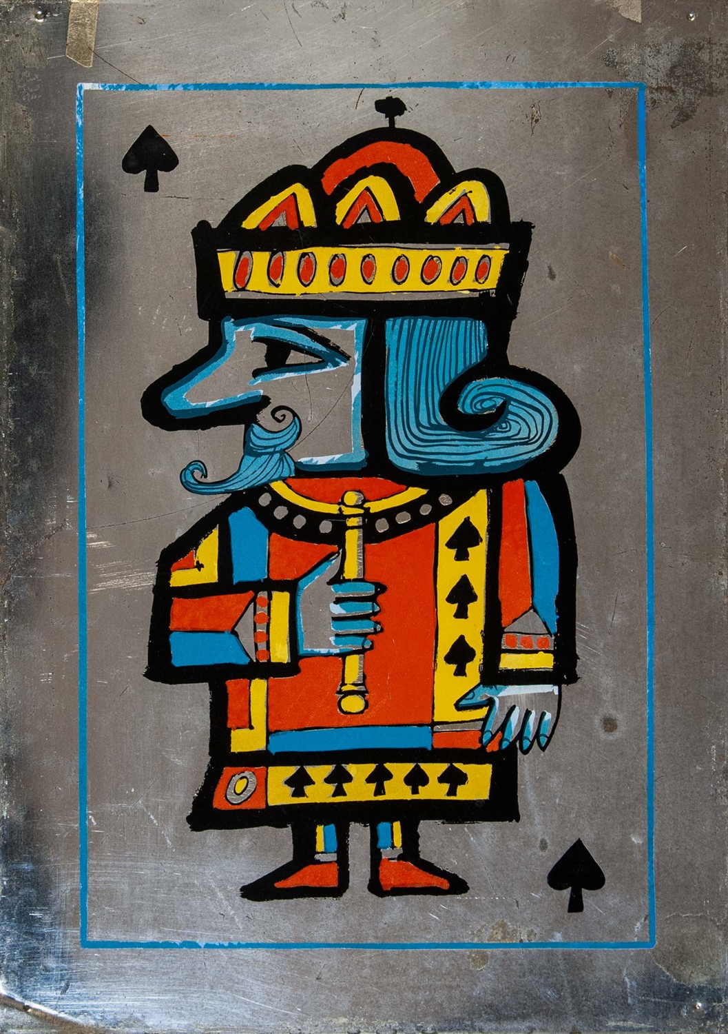 Emanuele Luzzati - Carte da gioco - 11 carte stampate in serigrafia su metallo argentato