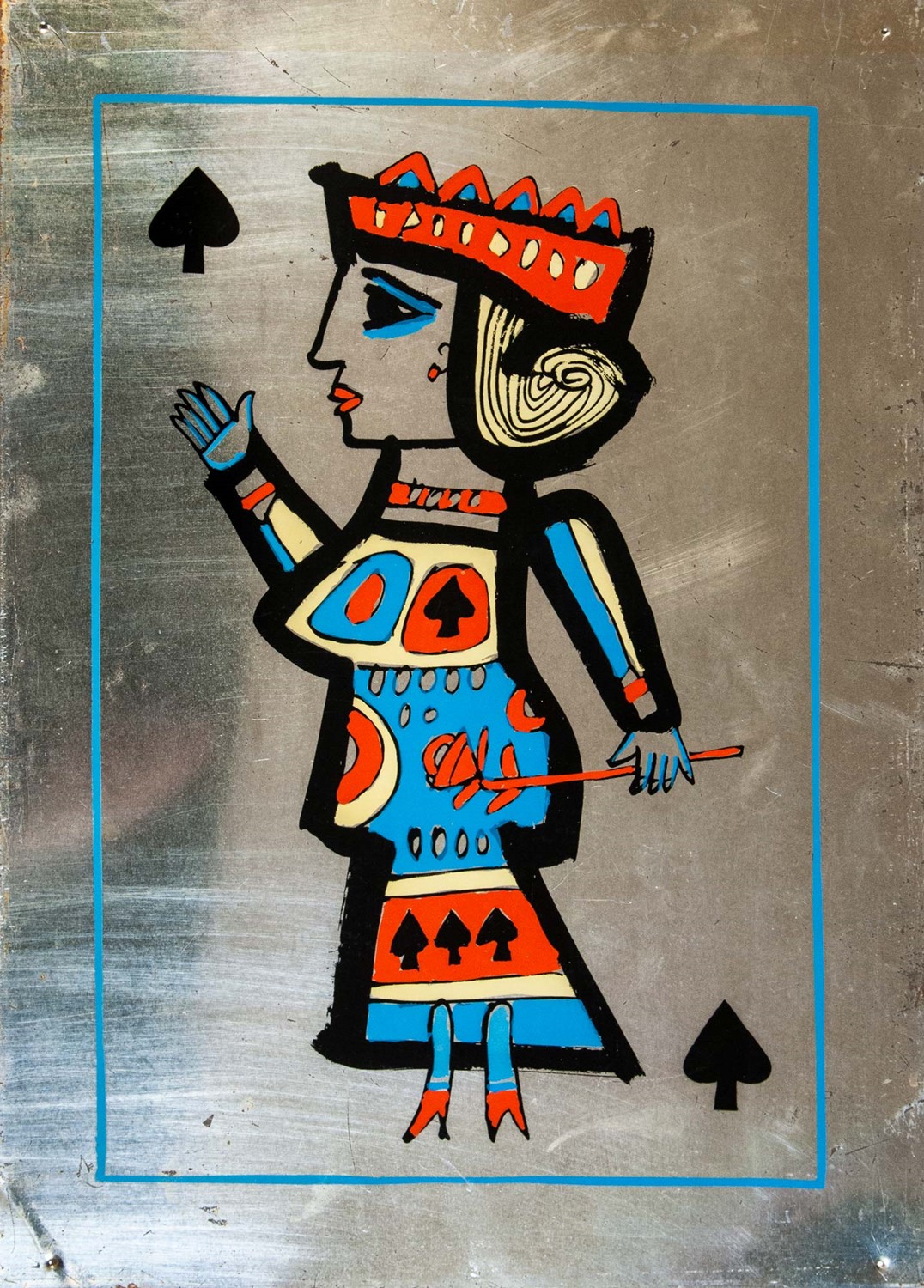 Emanuele Luzzati - Carte da gioco - 11 carte stampate in serigrafia su metallo argentato