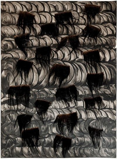 Eyelashes, tecnica mista e collage su cartoncino