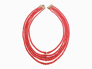 COLLANA IN CORALLO E ORO
a cinque fili d
