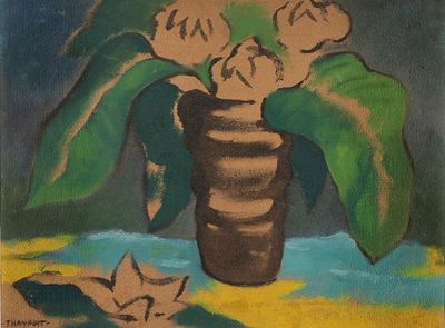 Vaso di fiori, tecnica mista su faesite, 1924