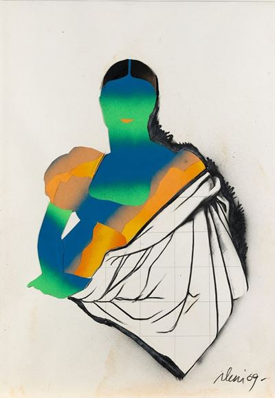 Senza titolo (tecnica mista e collage su cartoncino)