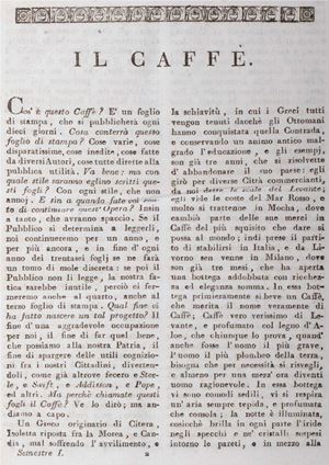 Il Caffè ossia brevi e varii discorsi distribuiti in fogli periodici
