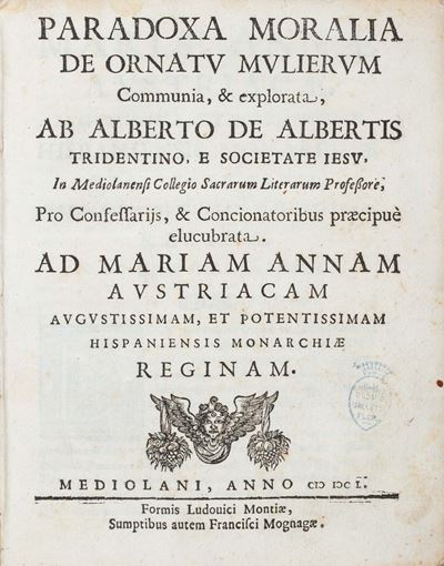 Albertis, Paradoxa moralia de ornatu mulierum communia et explorata