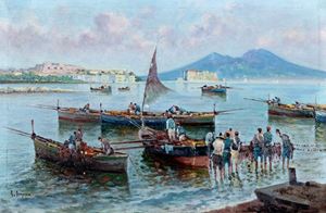 Naples, fishermen in Mergellina