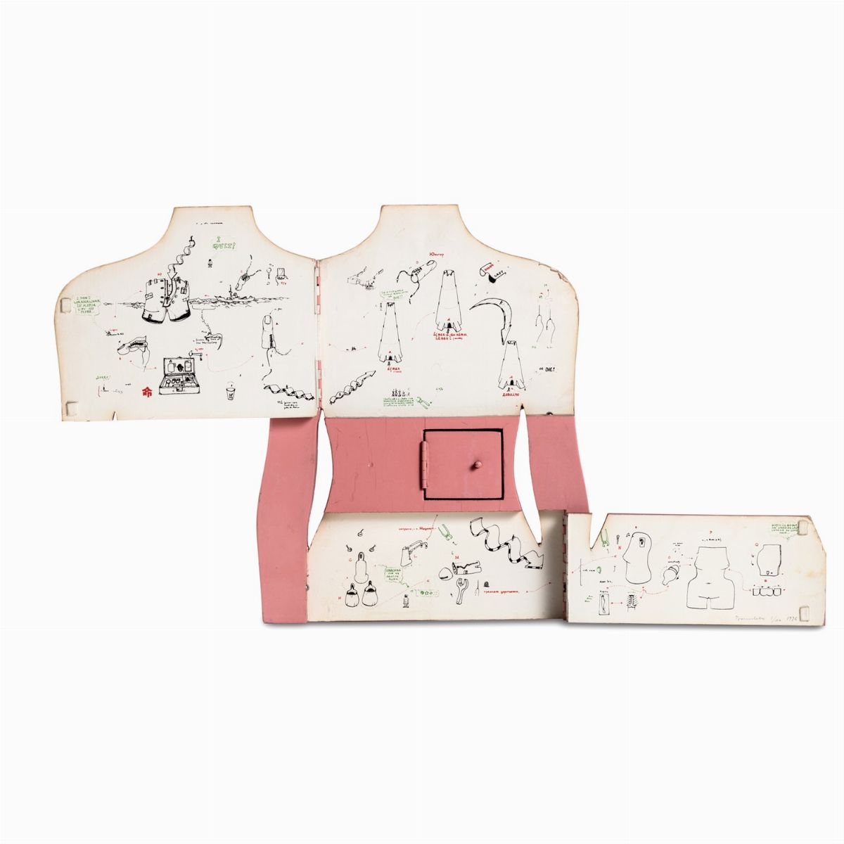 Gianfranco Baruchello - Interiority Complex, disegno su carta applicato su legno, 1976