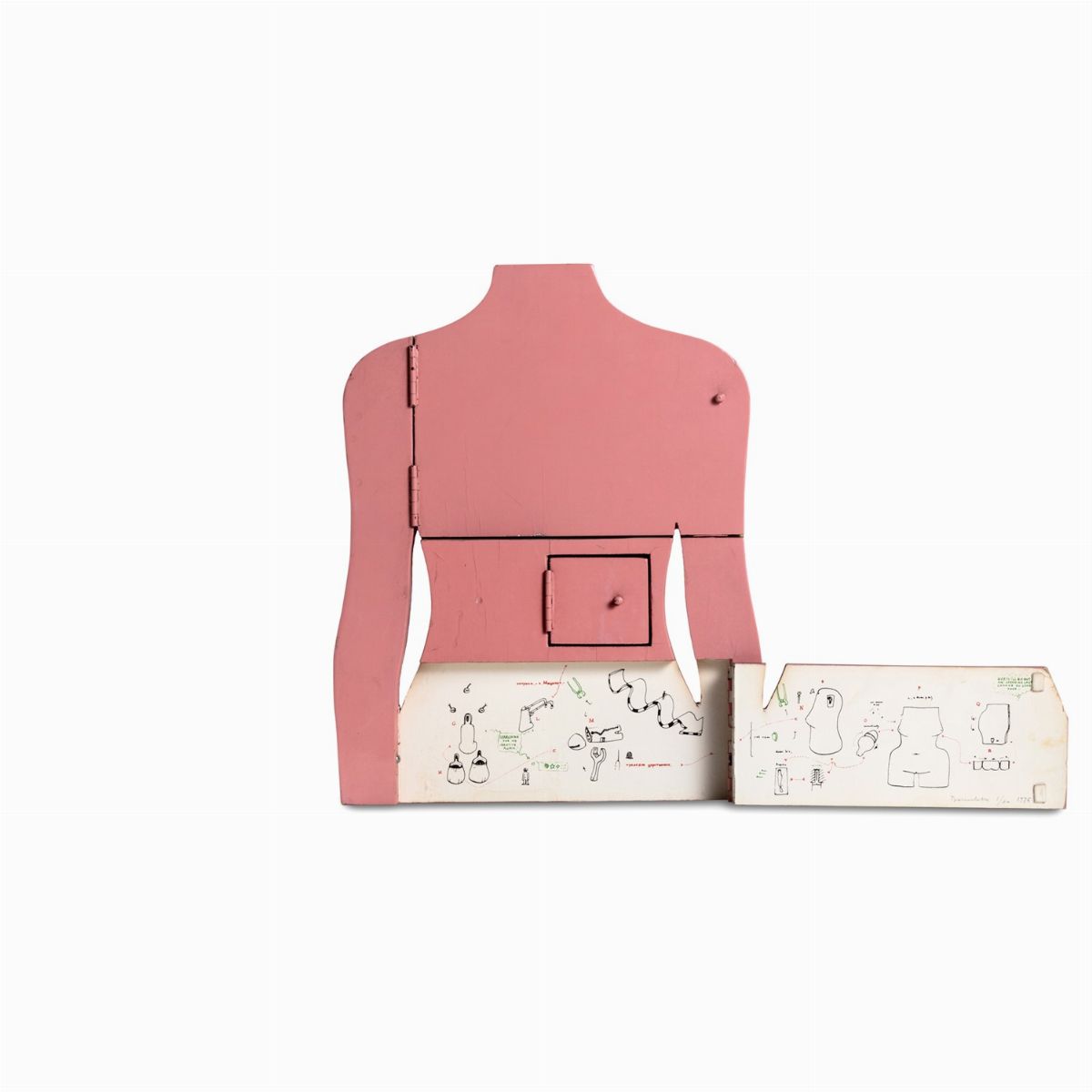 Gianfranco Baruchello - Interiority Complex, disegno su carta applicato su legno, 1976