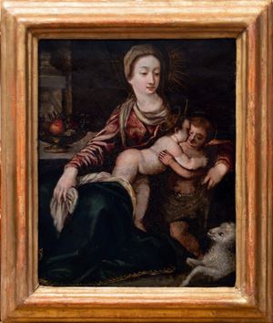 Madonna con Bambino, San Giovannino e un agnellino