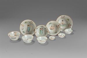  - Ten porcelain bowls with erotic scenes, China 19th - 20th centuries