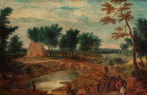 River landscape with bystanders