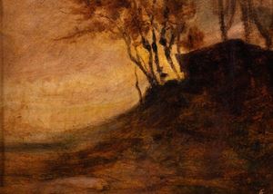 Landscape with cottages and trees