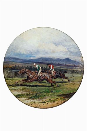 Rome, jockeys at a gallop in Capannelle