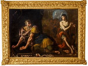 David plays the harp in front of Saul