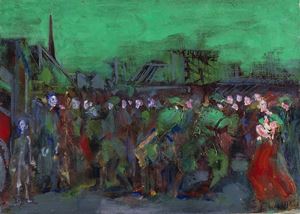 Sassu Aligi - Lo Sciopero, 1955
olio su tela, cm 35,5x