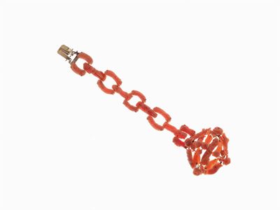 Bracciale D'epoca in Corallo e Oro Reali