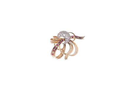 Spilla in Oro, Diamanti e Rubini, Circa
