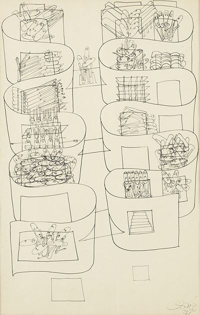 Senza titolo, 1959 (china su carta, cm 47,5 x 31)