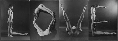 Alfabeto umano - Love, collage di 4 fotografie ai sali d'argento