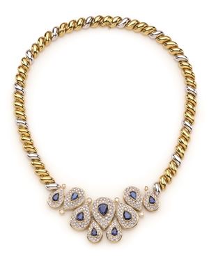 COLLIER IN ORO, ZAFFIRI E DIAMANTI 
Coll