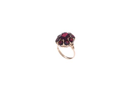 Anello in Oro e Granati in Oro Rosso 18k