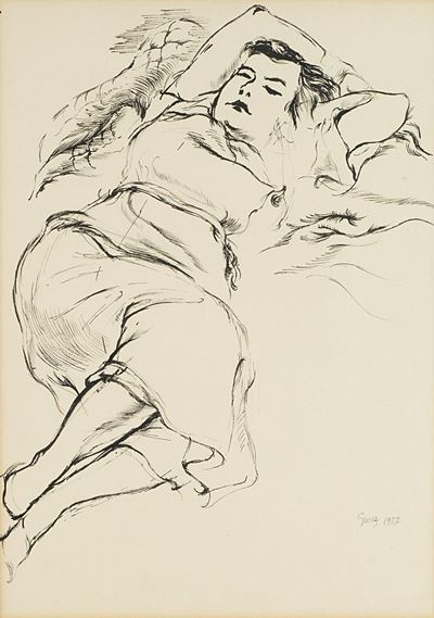 Ritratto di Eva Grosz, 1937, in china su carta