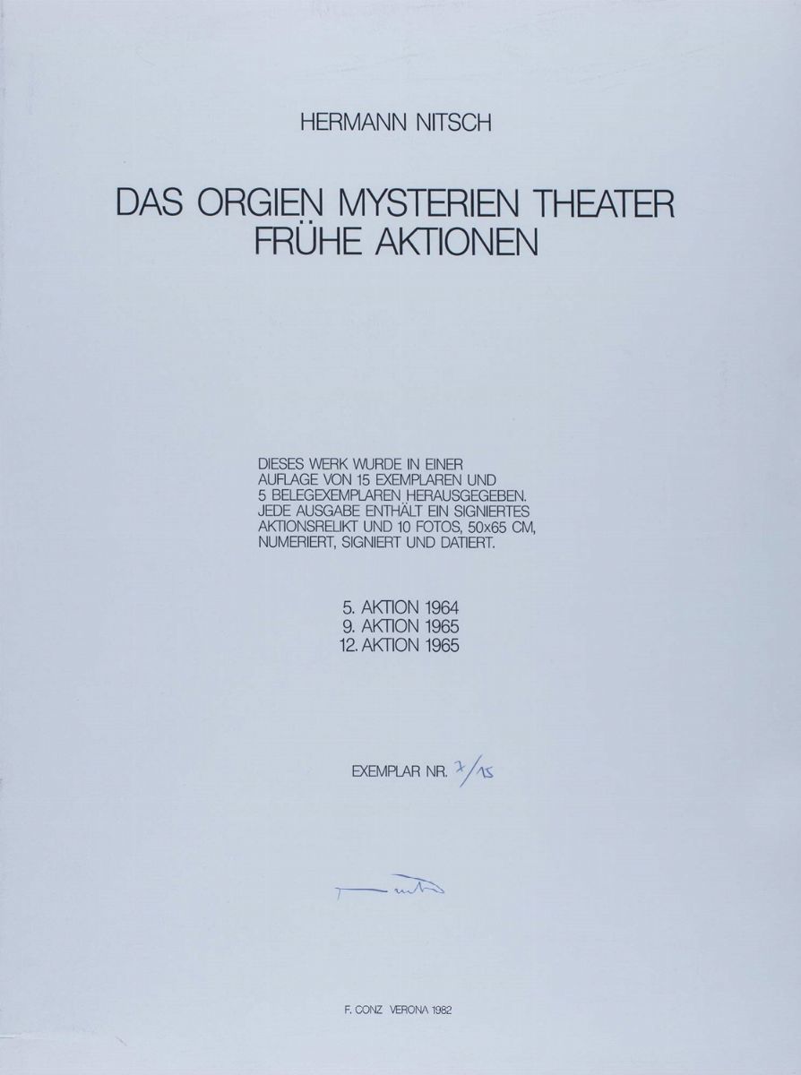 Hermann Nitsch - Das orgien mysterien theater fruhe aktionen, cartella contenente 2 fotolitografi...