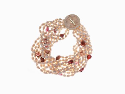 Collana in Perle, Oro, Avorio e Tormalin