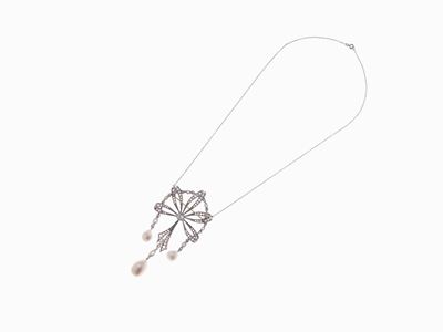 Pendente Liberty in Platino, Diamanti e