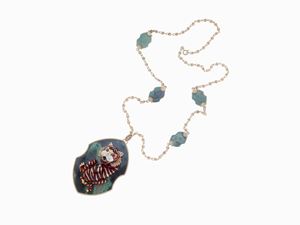 COLLANA CON PENDENTE IN ORO, GRANATO VER