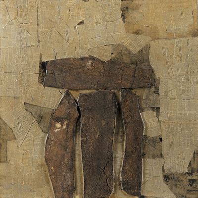 Personage, 1960, collage su tavola cm 20x20