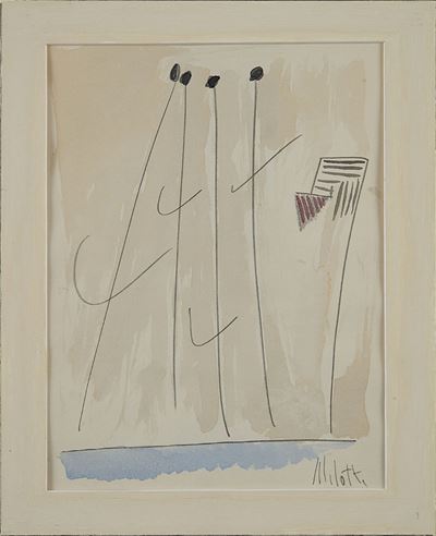 Senza titolo (1977 circa), inchiostro, matita conté e pastello su carta