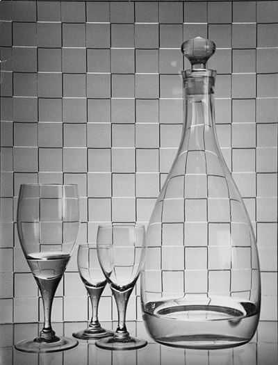 Three glasses, stampa vintage, tecnica alla gelatina ai sali d'argento, anni 1980