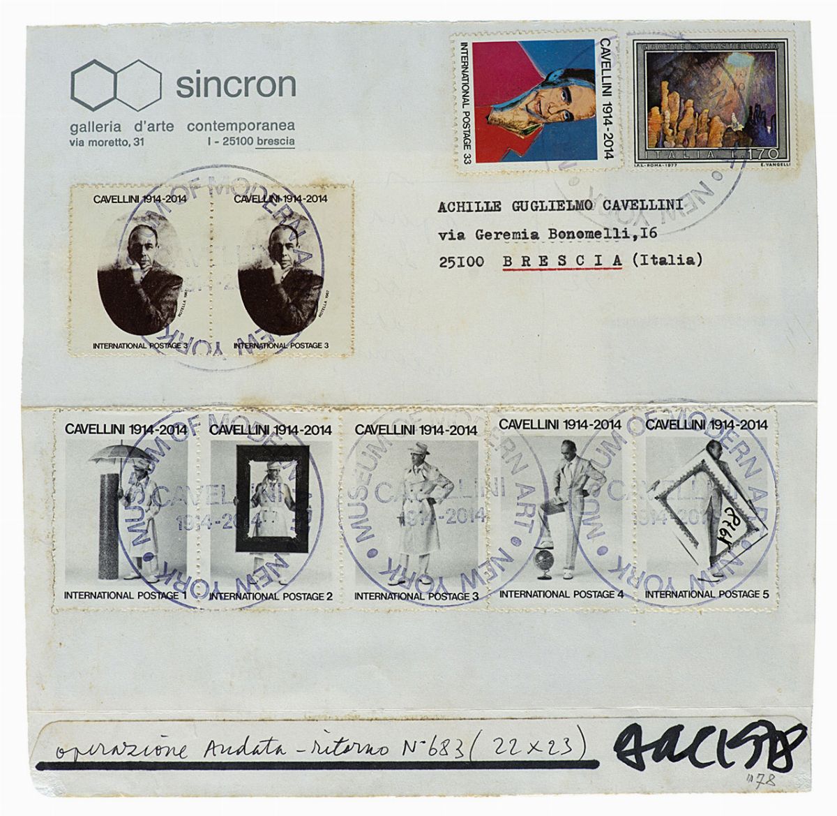 Guglielmo Achille Cavellini - Operazione andata-ritorno n.883, 1978 - collage e tecnica mista su ...