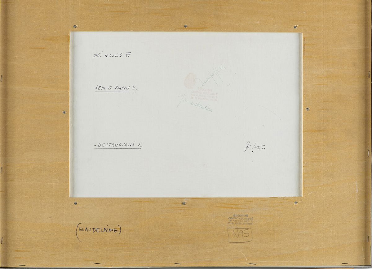 Jiri Kolar - Senza titolo (Baudelaire), 1985, carta e collage su tavola