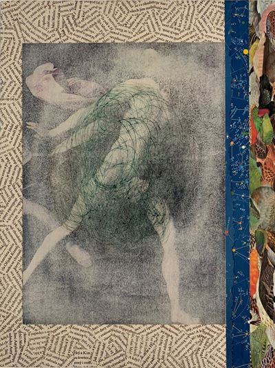 Neni Uniku, carta e collage su tavola, 1988