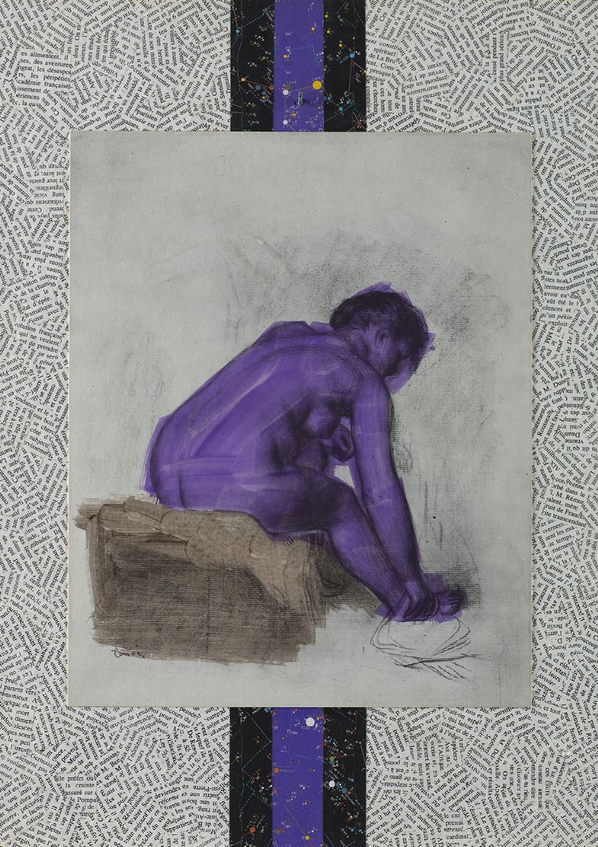 Jiri Kolar - Senza titolo (1985), carta e collage su tavola