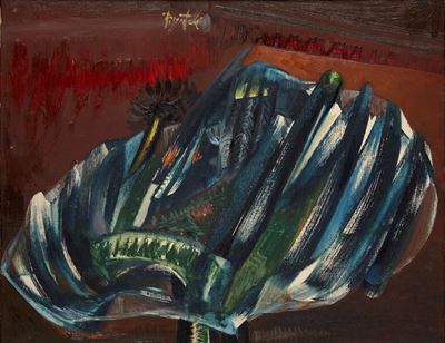 Fiori nel cellofan, olio su tela, 1958