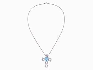 COLLANA CON PENDENTE IN DIAMANTI E ACQUA