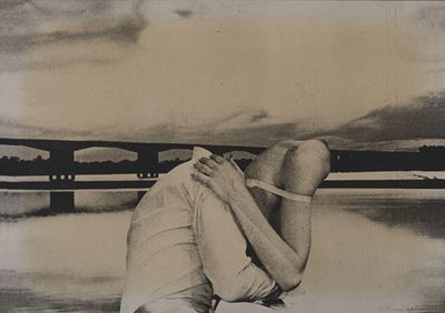 Una sera al fiume, 1969, emulsione su tela
