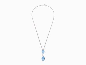 COLLANA IN ORO, ACQUAMARINE E DIAMANTE
f