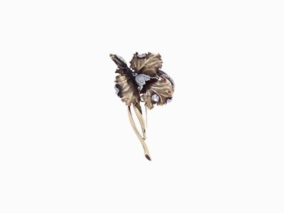 Spilla "orchidea" in Oro e Diamanti, Cir